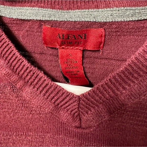 Alfani S Maroon Sweater Men's - Picture 2 of 5